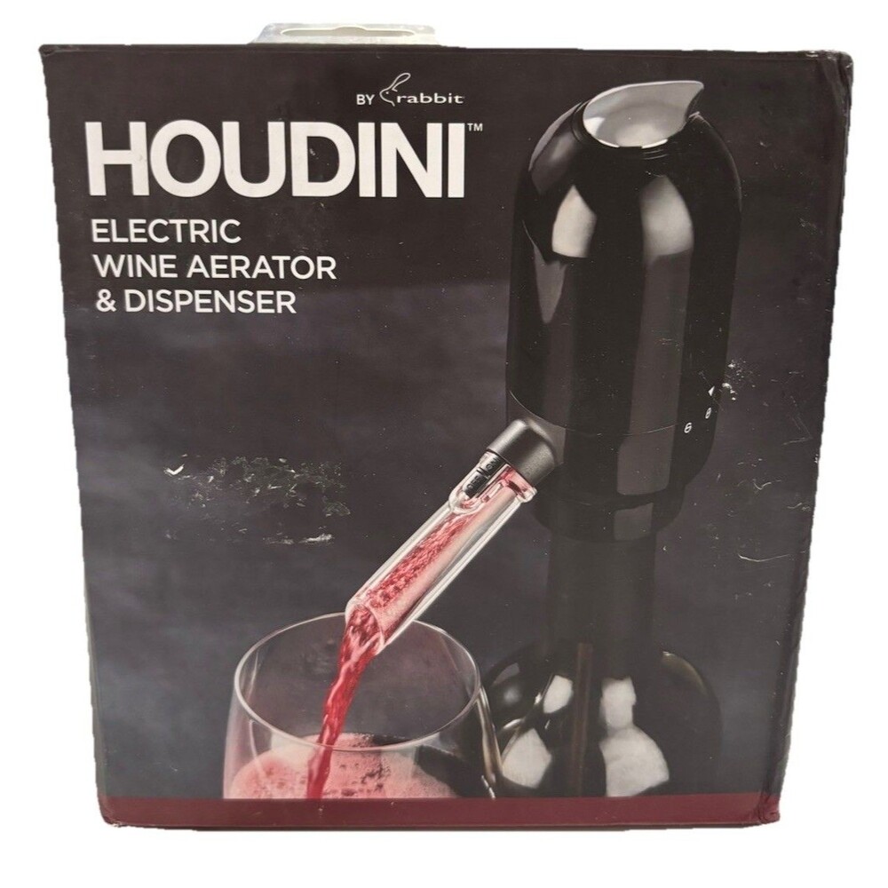 Houdini Electric Wine Aerator & Dispenser Black Stainless Steel 2-in-1